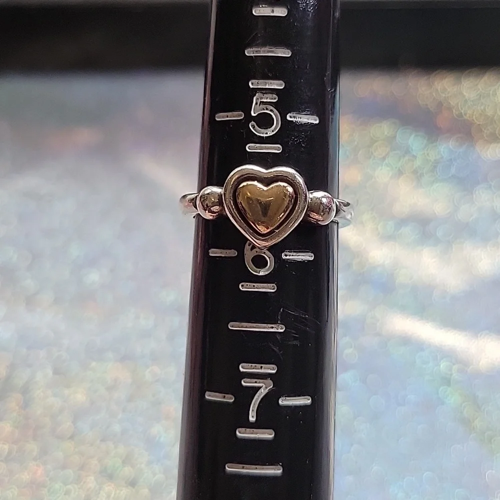 James Avery Retired True Heart Sterling Silver 925 & 14k Gold Ring SZ: 5.5 - Picture 7 of 8